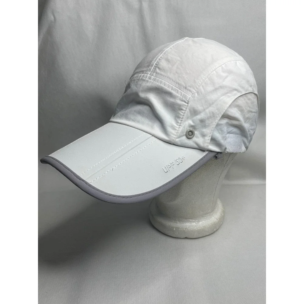 Gadiemkensd Folding Packable Hat Long Brim Adjustable White Reflective Gray Cap